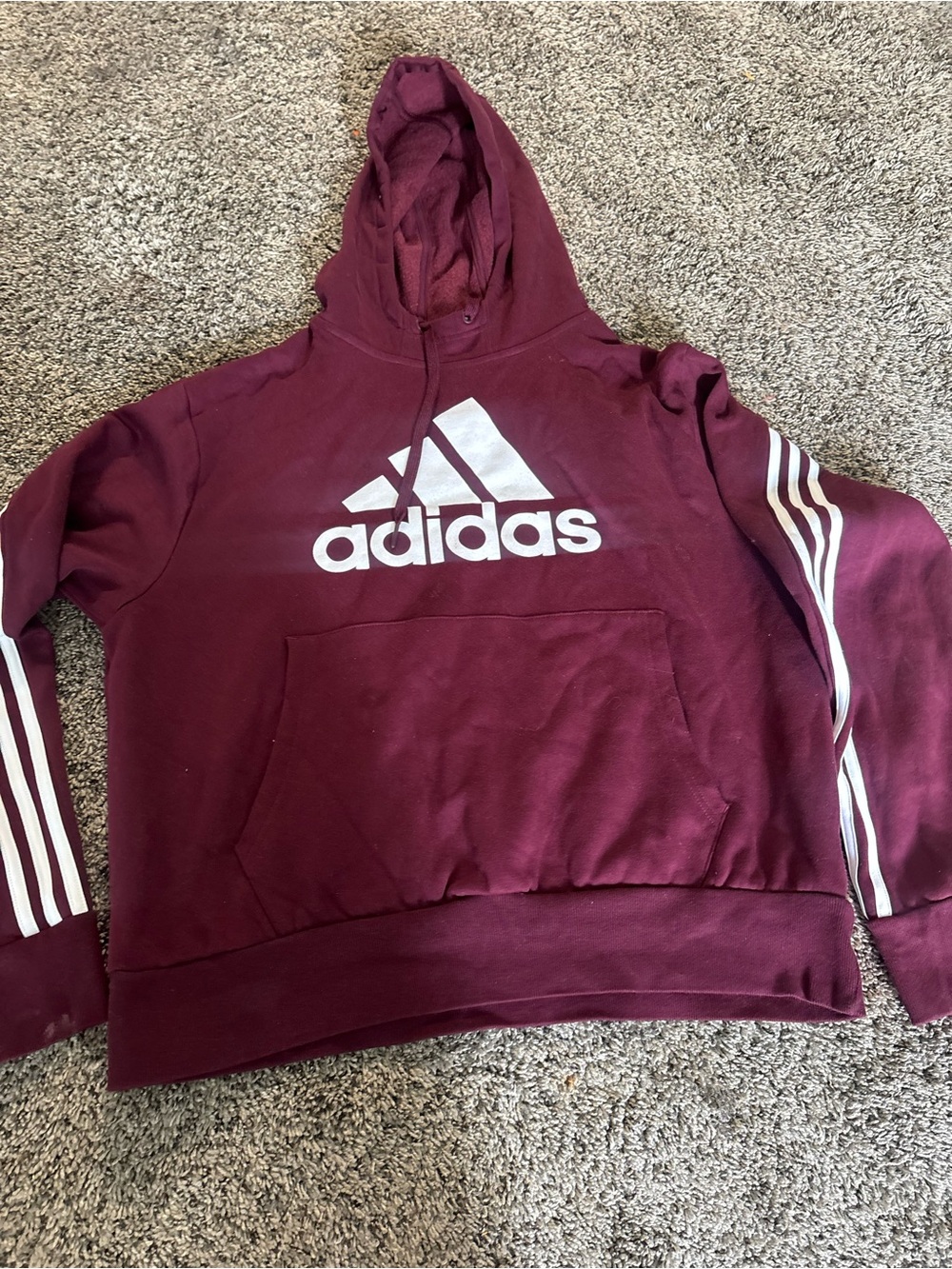 adidas Maroon Pullover Hoodie with White Logo